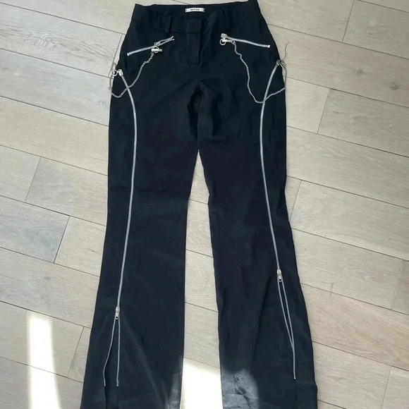 𝅺BLACK‎ zipper pants with chains - Picture 1 of 6